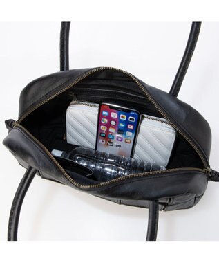 UNBILLION ピークスピーク PEAKS PEAK / 牛革パッチワーク横長ボストン ブラック