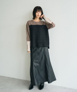 YECCA VECCA 釦デザイン配色ニット Border