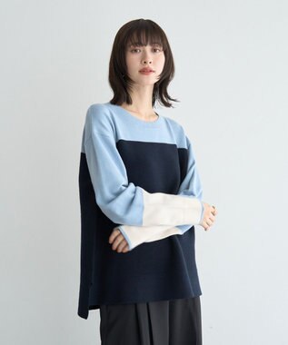 YECCA VECCA 釦デザイン配色ニット Border