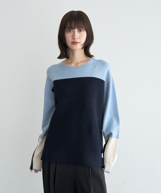 YECCA VECCA 釦デザイン配色ニット Border