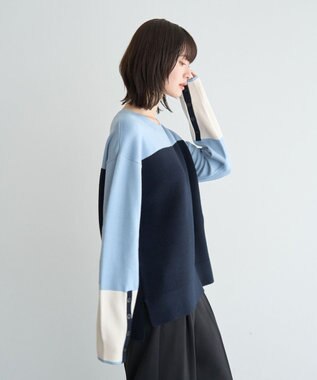 YECCA VECCA 釦デザイン配色ニット Border