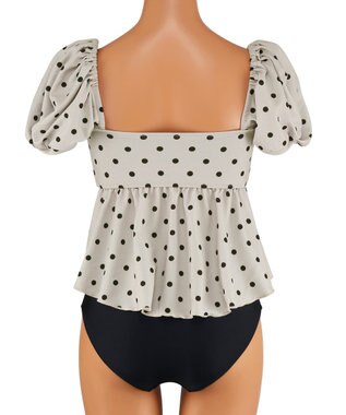 San-ai Resort（三愛水着楽園） パフスリーブノンワイヤービキニ　9M　【San-ai Resort（サンアイリゾート）】 ベージュ×ブラック