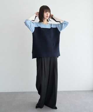 YECCA VECCA 釦デザイン配色ニット Border