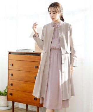 Tiaclasse L 【洗える】細リボンギャザーワンピース ピンク