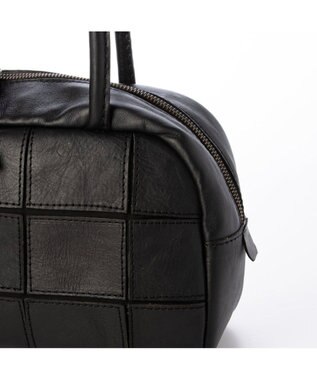 UNBILLION ピークスピーク PEAKS PEAK / 牛革パッチワーク横長ボストン ブラック