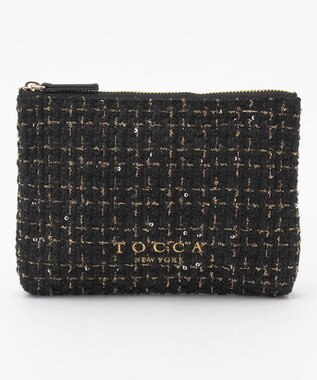 TOCCA 【ヨンア×大人百花×TOCCAコラボカラー有り】PRECIOUS WAVES BAG WITH POUCH ポーチ付きトートバッグ ブラックツイード
