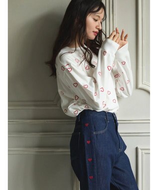 Green Parks ・Ｄｏｕｂｌｅ　Ｆｌａｇｓ　ハート刺繍ロンＴ