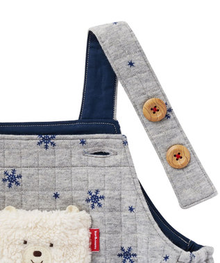 MIKI HOUSE HOT BISCUITS キルト素材 オーバーオール＆Tシャツギフトセット【BOX付き】 グレー