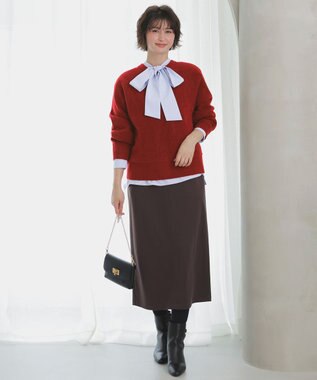 ANY SIS L 【前後着用可能】Airニット カーディガン レッド