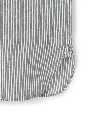 23区 LIBECO ベーシック シャツ ダークグリーンストライプ