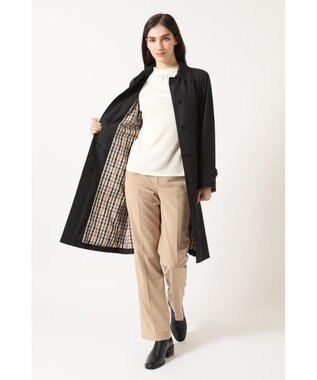 DAKS ハウスチェック ステンカラーコート ブラック