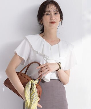 組曲 L ブラウスライクラッフル カットソー アイボリー系