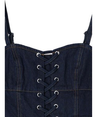earth music&ecology レースアップデニムビスチェ Dark Indigo
