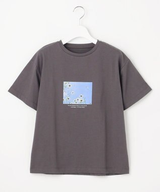 Feroux フラワーフォトプリント Tシャツ グレー系