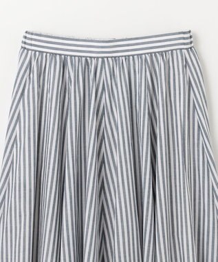 ANY L 【ウエストゴム/ポケット付】シャンブレーライク フレアスカート ストライプ