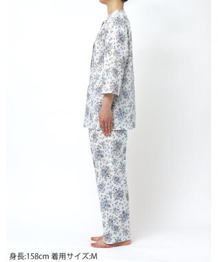 WACOAL パジャマ 7分袖 長袖 長ズボン 綿100%(本体) ローン素材 ミントン レディース NDT265 /ワコール ホワイト