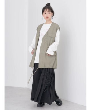 earth music&ecology ドロストコードジレ Khaki