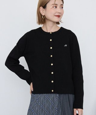 AMERICAN HOLIC ワンポイントロゴクルーカーディガン Black