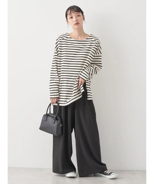 earth music&ecology バック釦ボーダーチュニック Ivory