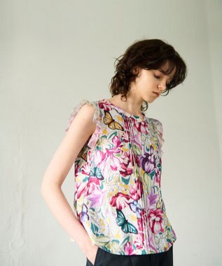 GRACE CONTINENTAL フラワーガーデンプリントトップ ピンク