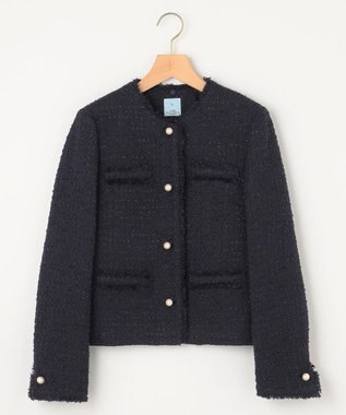 組曲 【KUMIKYOKU NAVY】ファンシーツイード 2WAYジャケット ネイビー系