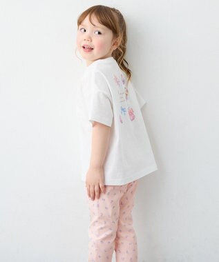 ANY KIDS 【綿100%】バックプリント オーバーサイズTシャツ オフホワイト×ウサギ