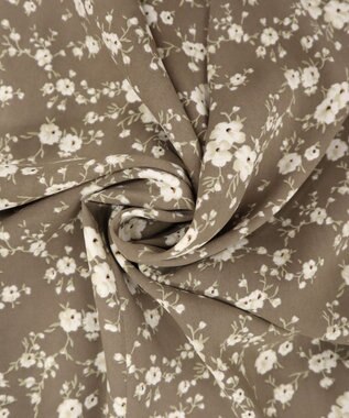 Tiaclasse 【洗える】ギャザースリーブ花柄ワンピース モカ