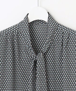 自由区 【洗える】ジオメトリックハートプリント ブラウス アクア系