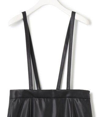 ICB フェイクレザー ナロースカート（サスペンダー付き） ブラック系