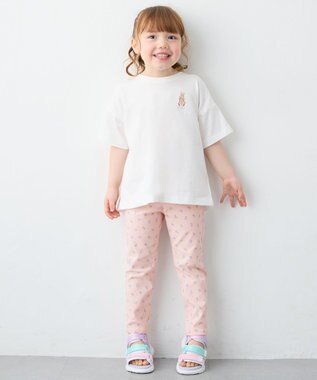 ANY KIDS 【綿100%】バックプリント オーバーサイズTシャツ オフホワイト×ウサギ