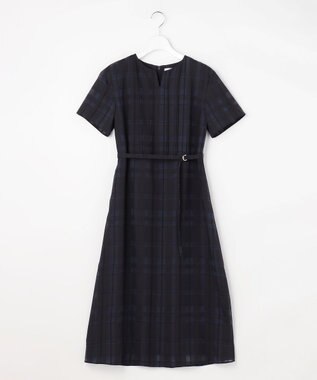J.PRESS LADIES S シャドーチェック ワンピース ネイビーチェック系