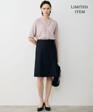 ICB L 【先行予約・WEB限定】BackSatinAmunzen 5分袖キーネックブラウス ヘイズピンク