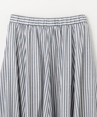 ANY L 【ウエストゴム/ポケット付】シャンブレーライク フレアスカート ストライプ