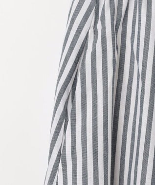 ANY 【ウエストゴム/ポケット付】シャンブレーライク フレアスカート ストライプ