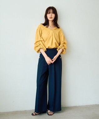 YECCA VECCA タックスリーブスキッパーブラウス Yellow