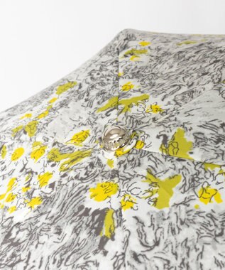 AURORA JILL STUART ジル スチュアート アブストラクトフラワー柄 雨傘（クイックオープン折り畳みミニ傘） イエローｘシルバーグレー