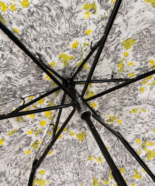 AURORA JILL STUART ジル スチュアート アブストラクトフラワー柄 雨傘（クイックオープン折り畳みミニ傘） イエローｘシルバーグレー