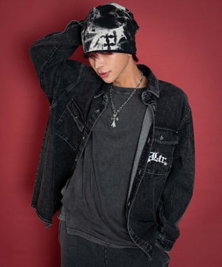 WEGO 【ユニセックス着用ITEM/MLサイズ展開】グラフィックデニムシャツ（LS） デニムブラックソノタ