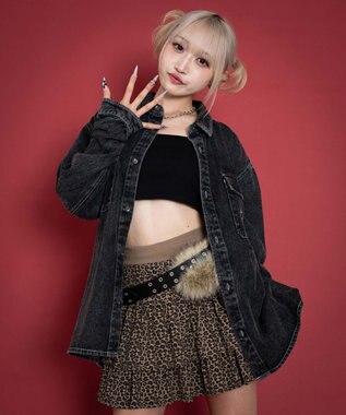 WEGO 【ユニセックス着用ITEM/MLサイズ展開】グラフィックデニムシャツ（LS） デニムブラックソノタ