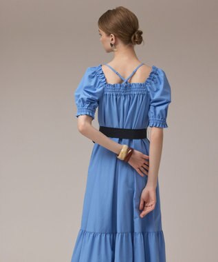 GRACE CONTINENTAL ギャザーロングワンピース ブルー