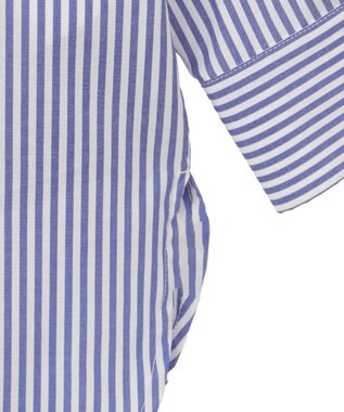 WEGO 【冷房対策】刺繍ストライプBIGシャツ ブルー