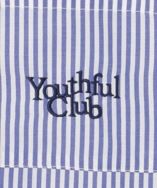 WEGO 【冷房対策】刺繍ストライプBIGシャツ ブルー