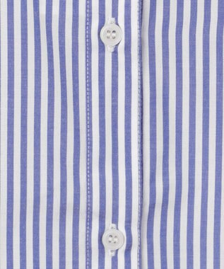 WEGO 【冷房対策】刺繍ストライプBIGシャツ ブルー