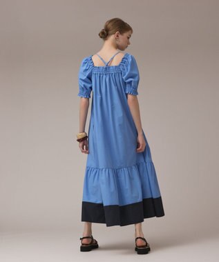 GRACE CONTINENTAL ギャザーロングワンピース ブルー