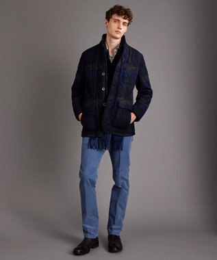 JOSEPH ABBOUD 【キングサイズ・ウエストも伸びる！/2WAYストレッチ/暖かい/オーガニック】オーガニックコットン ウオーム パンツ ブルー系