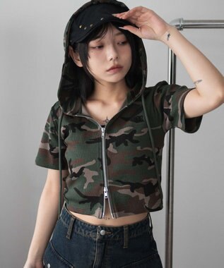 WEGO リブハンソデジップパーカー 柄1