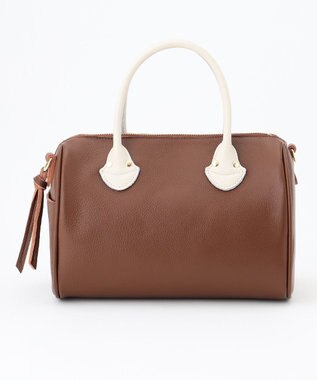 UNBILLION perche / 牛革オイル2wayテープショルダーS ブラウンアイボリー