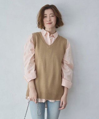 WEGO 【2026春夏】ベーシックニットベスト ベージュ