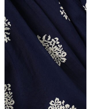 CRAFT STANDARD BOUTIQUE インド綿混フラワーモチーフワンピース Navy