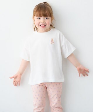 ANY KIDS 【綿100%】バックプリント オーバーサイズTシャツ オフホワイト×ウサギ